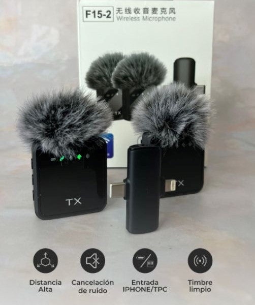 🎙️ Micrófono Inalámbrico F15-2 – Audio Profesional al Instante