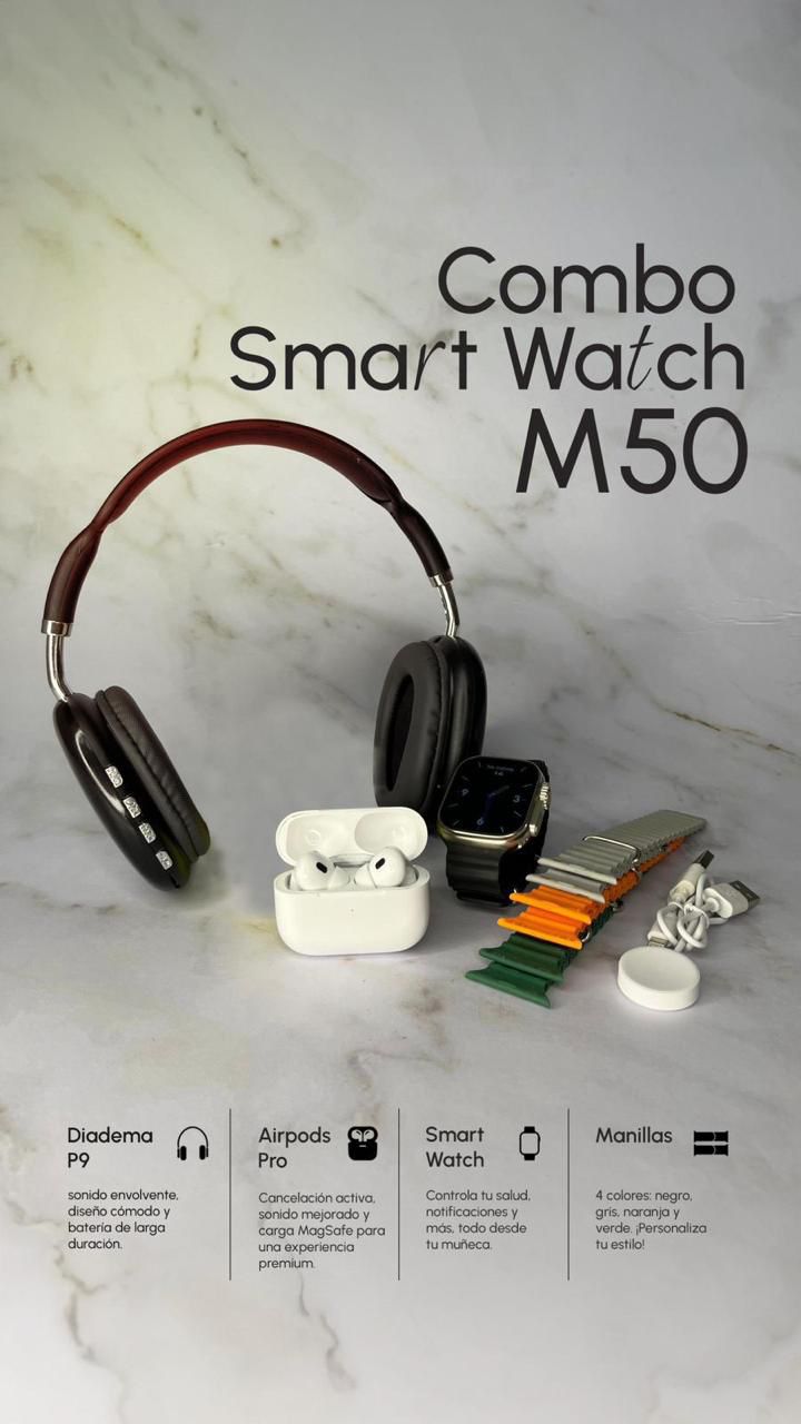 🔹 Smartwatch M50 con Pantalla BIG 2.3” AMOLED